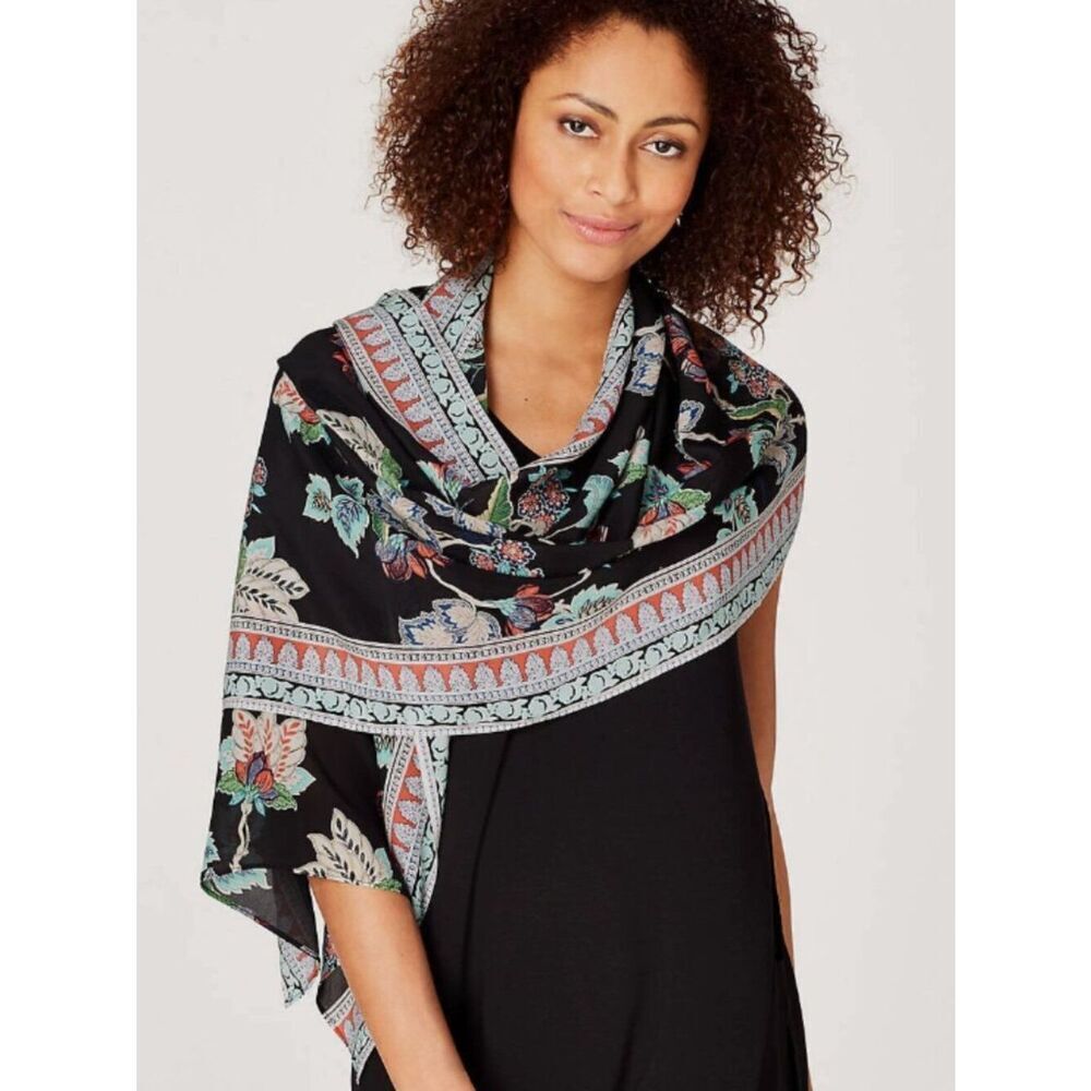 J.Jill Ornate Floral Silk Scarf